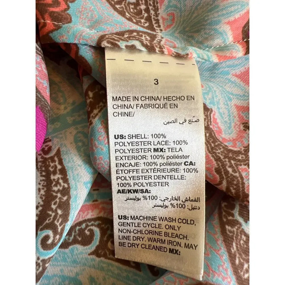 Chico's scarf blouse with dolman sleeve and lace overlay 3 (L) - Picture 4 of 8